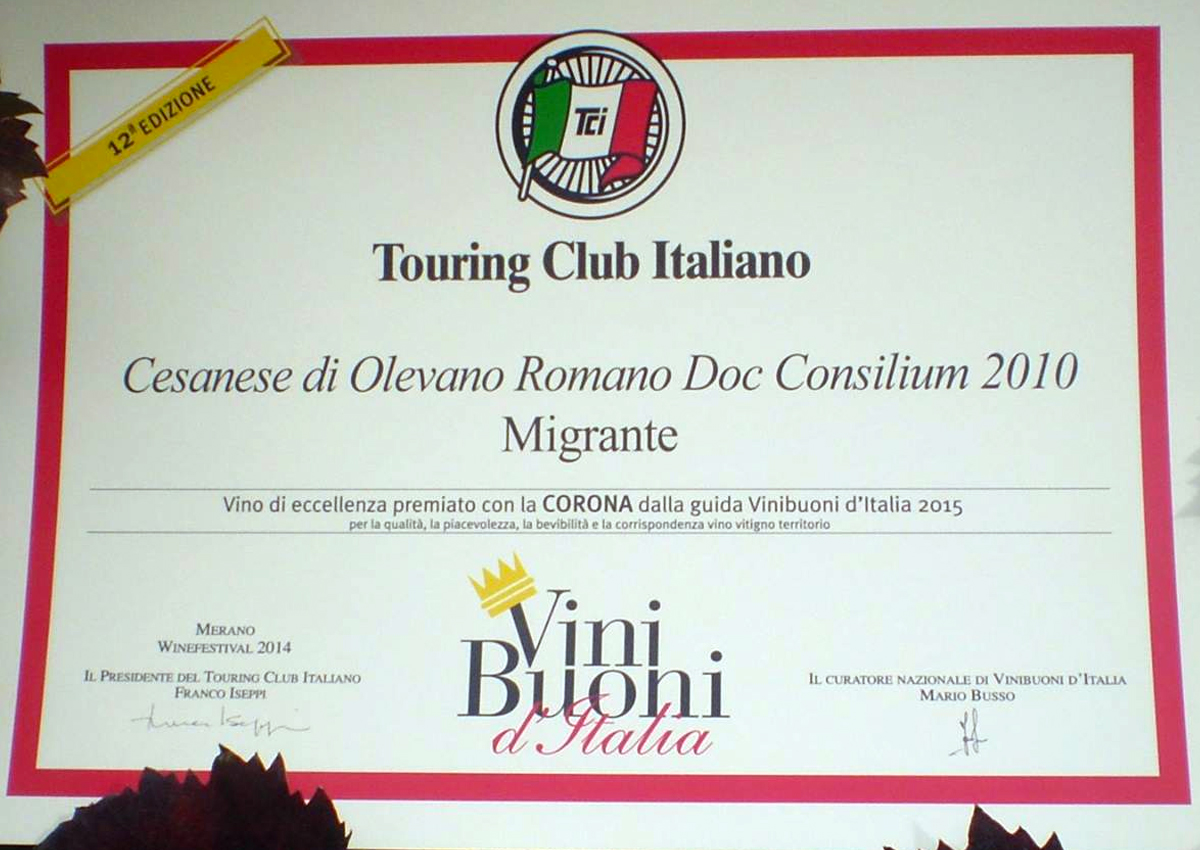 Vini Buoni d'Italia 2015 - Azienda Agricola Migrante - Cesanese di Olevano Romano