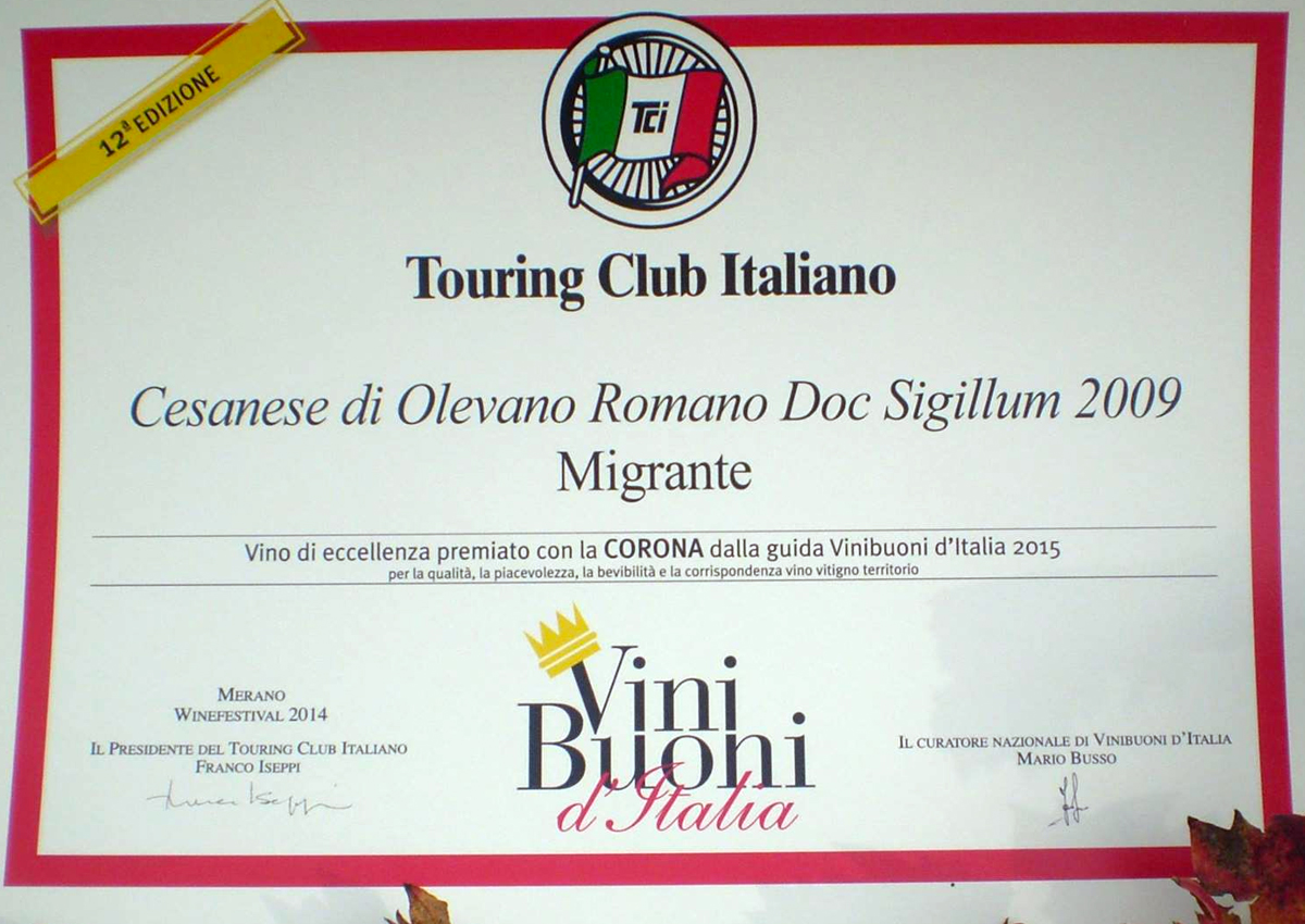 Vini Buoni d'Italia 2015 - Azienda Agricola Migrante - Cesanese di Olevano Romano